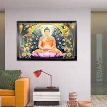 Decorative Lord Buddha Wall Painting with Wooden Frame Mix Design, 45x30 Cm Approx (1 Pc)