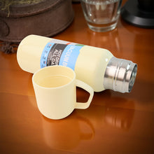 White Vacuum Flask Set – Stainless Steel Thermos with 3 Cups, Approx 500ml